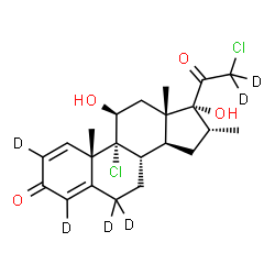 ChemSpider 2D Image | (11beta,16alpha)-9,21-Dichloro-11,17-dihydroxy-16-methyl(2,4,6,6,21,21-~2~H_6_)pregna-1,4-diene-3,20-dione | C22H22D6Cl2O4