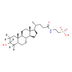 ChemSpider 2D Image | 2-{[(3beta,5beta)-3-Hydroxy-24-oxo(2,2,3,4,4-~2~H_5_)cholan-24-yl]amino}ethanesulfonic acid | C26H40D5NO5S