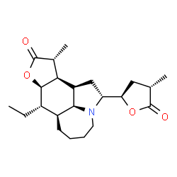 ChemSpider 2D Image | (2R,7aS,8S,8aR,11R,11aR,11cS)-8-Ethyl-11-methyl-2-[(2R,4S)-4-methyl-5-oxotetrahydro-2-furanyl]dodecahydroazepino[3,2,1-hi]furo[3,2-e]indol-10(2H)-one | C22H33NO4