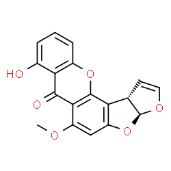 ChemSpider 2D Image | (3aS,12cS)-8-Hydroxy-6-methoxy-3a,12c-dihydro-7H-furo[3',2':4,5]furo[2,3-c]xanthen-7-one | C18H12O6