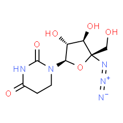 ChemSpider 2D Image | 1-[(2R,3R,4R,5R)-5-Azido-3,4-dihydroxy-5-(hydroxymethyl)tetrahydro-2-furanyl]dihydro-2,4(1H,3H)-pyrimidinedione (non-preferred name) | C9H13N5O6