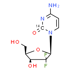 ChemSpider 2D Image | 4-Amino-1-(2-deoxy-2,2-difluoro-beta-D-threo-pentofuranosyl)-2(1H)-(2-~14~C)pyrimidinone | C814CH11F2N3O4