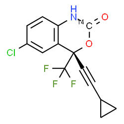 ChemSpider 2D Image | (4S)-6-Chloro-4-(cyclopropylethynyl)-4-(trifluoromethyl)(2-~14~C)-1,4-dihydro-2H-3,1-benzoxazin-2-one | C1314CH9ClF3NO2