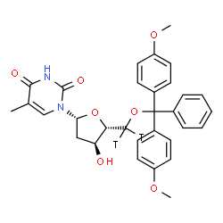 ChemSpider 2D Image | 5'-O-[Bis(4-methoxyphenyl)(phenyl)methyl](C~5~',C~5~'-~3~H_2_)thymidine | C31H30T2N2O7