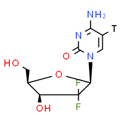 ChemSpider 2D Image | 4-Amino-1-(2-deoxy-2,2-difluoro-beta-D-threo-pentofuranosyl)-2(1H)-(5-~3~H)pyrimidinone | C9H10TF2N3O4