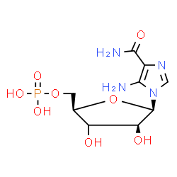 ChemSpider 2D Image | 5-Amino-1-[(3xi)-5-O-phosphono-beta-D-threo-pentofuranosyl]-1H-imidazole-4-carboxamide | C9H15N4O8P