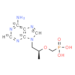 ChemSpider 2D Image | [({(2S)-1-[6-Amino(~13~C_5_)-9H-purin-9-yl]-2-propanyl}oxy)methyl]phosphonic acid | C413C5H14N5O4P
