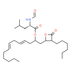 ChemSpider 2D Image | (4E,7E)-1-(3-Hexyl-4-oxo-2-oxetanyl)-4,7-tridecadien-2-yl N-formyl-L-leucinate | C29H49NO5