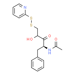ChemSpider 2D Image | N-[(2S)-4-Hydroxy-3-oxo-1-phenyl-5-(2-pyridinyldisulfanyl)-2-pentanyl]acetamide | C18H20N2O3S2