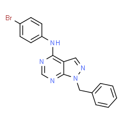 ChemSpider 2D Image | 1-Benzyl-N-(4-bromophenyl)-1H-pyrazolo[3,4-d]pyrimidin-4-amine | C18H14BrN5