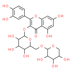 ChemSpider 2D Image | 2-(3,4-Dihydroxyphenyl)-5,7-dihydroxy-4-oxo-4H-chromen-3-yl 6-O-pentopyranosylhexopyranoside | C26H28O16