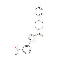 ChemSpider 2D Image | [4-(4-Methylphenyl)-1-piperazinyl][5-(3-nitrophenyl)-2-furyl]methanethione | C22H21N3O3S