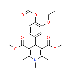 ChemSpider 2D Image | Dimethyl 4-(4-acetoxy-3-ethoxyphenyl)-1,2,6-trimethyl-1,4-dihydro-3,5-pyridinedicarboxylate | C22H27NO7