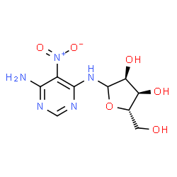 ChemSpider 2D Image | N-(6-Amino-5-nitro-4-pyrimidinyl)-L-ribofuranosylamine | C9H13N5O6