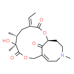 ChemSpider 2D Image | (1S,4Z,6R,7S,11Z)-4-Ethylidene-7-hydroxy-6,7,14-trimethyl-2,9-dioxa-14-azabicyclo[9.5.1]heptadec-11-ene-3,8,17-trione | C19H27NO6