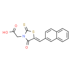 ChemSpider 2D Image | [(5Z)-5-(2-Naphthylmethylene)-4-oxo-2-thioxo-1,3-thiazolidin-3-yl]acetic acid | C16H11NO3S2