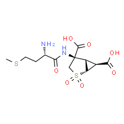 ChemSpider 2D Image | (4R,5S,6S)-4-(L-Methionylamino)-2-thiabicyclo[3.1.0]hexane-4,6-dicarboxylic acid 2,2-dioxide | C12H18N2O7S2