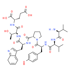 ChemSpider 2D Image | L-Valyl-L-valyl-L-tyrosyl-L-prolyl-3-(7H-indol-3-yl)-L-alanyl-L-threonyl-L-glutamic acid | C44H60N8O12