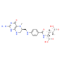ChemSpider 2D Image | N-[4-({[(6S)-2-Amino-5-methyl-4-oxo-1,4,5,6,7,8-hexahydro-6-pteridinyl]methyl}amino)benzoyl]-L-(~13~C_5_)glutamic acid | C1513C5H25N7O6