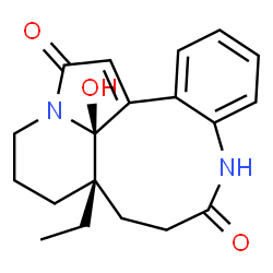 ChemSpider 2D Image | (3aS,14aR)-3a-Ethyl-14a-hydroxy-2,3,3a,4,5,14a-hexahydroindolizino[8,1-ef][1]benzazonine-6,13(1H,7H)-dione | C19H22N2O3