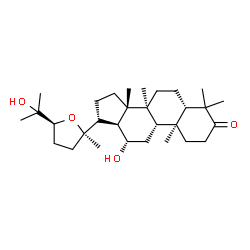 ChemSpider 2D Image | (5beta,8alpha,9beta,10alpha,12alpha,13alpha,14beta,17alpha,20R,24S)-12,25-Dihydroxy-20,24-epoxydammaran-3-one | C30H50O4