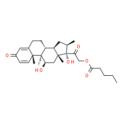 ChemSpider 2D Image | (8alpha,9beta,10alpha,11alpha,13alpha,14beta,16alpha,17alpha)-9-Fluoro-11,17-dihydroxy-16-methyl-3,20-dioxopregna-1,4-dien-21-yl valerate | C27H37FO6