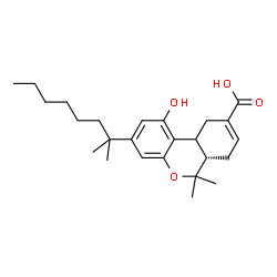 ChemSpider 2D Image | (6aS)-1-Hydroxy-6,6-dimethyl-3-(2-methyl-2-octanyl)-6a,7,10,10a-tetrahydro-6H-benzo[c]chromene-9-carboxylic acid | C25H36O4