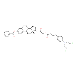 ChemSpider 2D Image | (8alpha,9beta,13alpha,14beta,17alpha)-17-{2-[(4-{4-[Bis(2-chloroethyl)amino]phenyl}butanoyl)oxy]acetoxy}estra-1(10),2,4-trien-3-yl benzoate | C41H47Cl2NO6