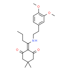 ChemSpider 2D Image | 2-(1-{[2-(3,4-Dimethoxyphenyl)ethyl]amino}butylidene)-5,5-dimethyl-1,3-cyclohexanedione | C22H31NO4