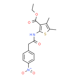 ChemSpider 2D Image | Ethyl 4,5-dimethyl-2-{[(4-nitrophenyl)acetyl]amino}-3-thiophenecarboxylate | C17H18N2O5S
