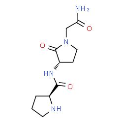 ChemSpider 2D Image | N-[(3S)-1-(2-Amino-2-oxoethyl)-2-oxo-3-pyrrolidinyl]-L-prolinamide | C11H18N4O3
