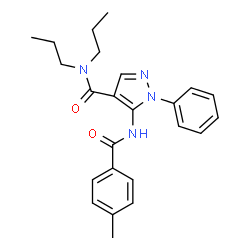 ChemSpider 2D Image | 5-[(4-Methylbenzoyl)amino]-1-phenyl-N,N-dipropyl-1H-pyrazole-4-carboxamide | C24H28N4O2