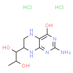 ChemSpider 2D Image | 2-Amino-7-(1,2-dihydroxypropyl)-5,6,7,8-tetrahydro-4(1H)-pteridinone dihydrochloride | C9H17Cl2N5O3
