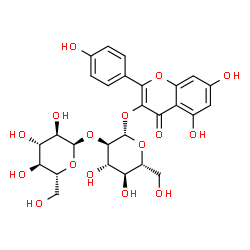 ChemSpider 2D Image | 5,7-Dihydroxy-2-(4-hydroxyphenyl)-4-oxo-4H-chromen-3-yl 2-O-alpha-D-glucopyranosyl-beta-D-glucopyranoside | C27H30O16