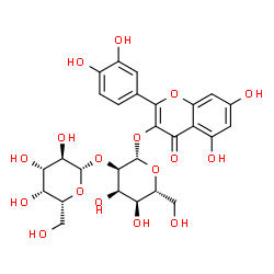 ChemSpider 2D Image | 2-(3,4-Dihydroxyphenyl)-5,7-dihydroxy-4-oxo-4H-chromen-3-yl 2-O-beta-D-galactopyranosyl-beta-D-allopyranoside | C27H30O17