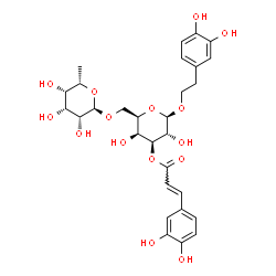 ChemSpider 2D Image | 2-(3,4-Dihydroxyphenyl)ethyl 6-O-(6-deoxy-alpha-L-talopyranosyl)-3-O-[(2E)-3-(3,4-dihydroxyphenyl)-2-propenoyl]-beta-D-galactopyranoside | C29H36O15