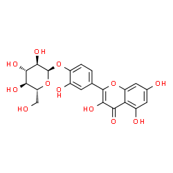 ChemSpider 2D Image | 2-Hydroxy-4-(3,5,7-trihydroxy-4-oxo-4H-chromen-2-yl)phenyl alpha-D-glucopyranoside | C21H20O12