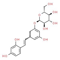 ChemSpider 2D Image | 3-[(E)-2-(2,4-Dihydroxyphenyl)vinyl]-5-hydroxyphenyl alpha-D-glucopyranoside | C20H22O9