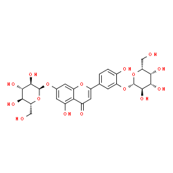 ChemSpider 2D Image | 5-[7-(alpha-D-Glucopyranosyloxy)-5-hydroxy-4-oxo-4H-chromen-2-yl]-2-hydroxyphenyl beta-D-galactopyranoside | C27H30O16