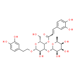 ChemSpider 2D Image | 2-(3,4-Dihydroxyphenyl)ethyl 3-O-(6-deoxy-alpha-L-talopyranosyl)-4-O-[(2E)-3-(3,4-dihydroxyphenyl)-2-propenoyl]-beta-D-galactopyranoside | C29H36O15