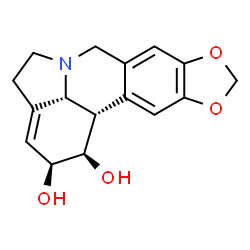 ChemSpider 2D Image | (1R,2S,12bS,12cR)-2,4,5,7,12b,12c-Hexahydro-1H-[1,3]dioxolo[4,5-j]pyrrolo[3,2,1-de]phenanthridine-1,2-diol | C16H17NO4