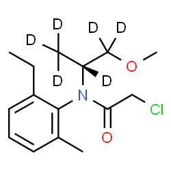 ChemSpider 2D Image | 2-Chloro-N-(2-ethyl-6-methylphenyl)-N-[(2R)-1-methoxy(~2~H_6_)-2-propanyl]acetamide | C15H16D6ClNO2
