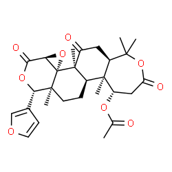 ChemSpider 2D Image | (5S,5aS,5bR,7aS,8S,10aS,11aS,11bS,13aR)-8-(3-Furyl)-1,1,5a,7a,11b-pentamethyl-3,10,12-trioxohexadecahydrooxireno[4,4a]isochromeno[6,5-g][2]benzoxepin-5-yl acetate | C28H34O9