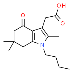 ChemSpider 2D Image | (1-Butyl-2,6,6-trimethyl-4-oxo-4,5,6,7-tetrahydro-1H-indol-3-yl)acetic acid | C17H25NO3