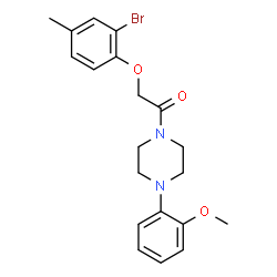 ChemSpider 2D Image | 2-(2-Bromo-4-methylphenoxy)-1-[4-(2-methoxyphenyl)-1-piperazinyl]ethanone | C20H23BrN2O3