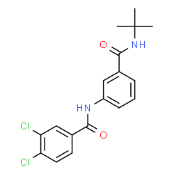 ChemSpider 2D Image | 3,4-Dichloro-N-{3-[(2-methyl-2-propanyl)carbamoyl]phenyl}benzamide | C18H18Cl2N2O2