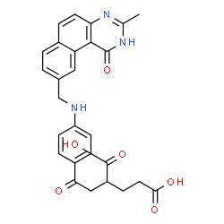 ChemSpider 2D Image | 2-[2-(4-{[(3-Methyl-1-oxo-1,2-dihydrobenzo[f]quinazolin-9-yl)methyl]amino}phenyl)-2-oxoethyl]pentanedioic acid | C27H25N3O6