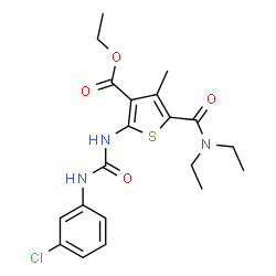 ChemSpider 2D Image | Ethyl 2-{[(3-chlorophenyl)carbamoyl]amino}-5-(diethylcarbamoyl)-4-methyl-3-thiophenecarboxylate | C20H24ClN3O4S
