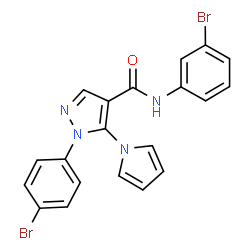 ChemSpider 2D Image | N-(3-Bromophenyl)-1-(4-bromophenyl)-5-(1H-pyrrol-1-yl)-1H-pyrazole-4-carboxamide | C20H14Br2N4O