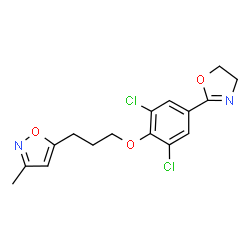ChemSpider 2D Image | 5-(3-(2,6-Dichloro-4-(4,5-dihydro-2-oxazolyl)phenoxy)propyl)-3-methylisoxazole | C16H16Cl2N2O3